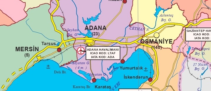 Adana Şakirpaşa Havalimanı Haritası