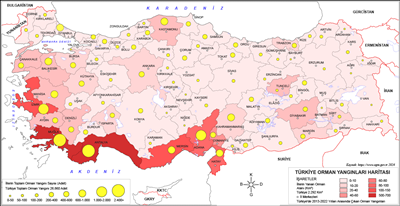 Trkiye 1900 l yllardan Gnmze Orman Yangnlar Haritas