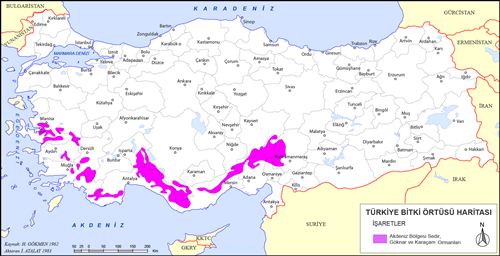 Trkiye Sedir Gknar Karaam Ormanlar Haritas