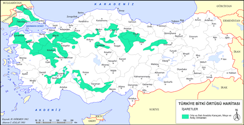 Trkiye Bat ve Orta Anadolu Mee Karaam Ormanlar Haritas