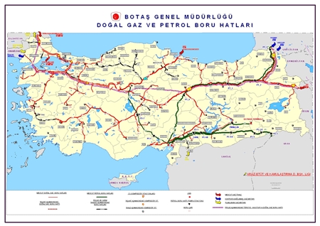 Trkiye Doal Gaz ve Petrol Boru Hatlar Haritas