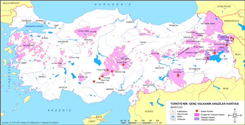 Türkiye Genç Volkanik Araziler Haritası