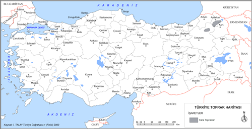 Trkiye Kara Topraklar Haritas