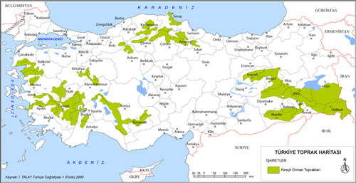 Trkiye Kireli Orman Topraklar Haritas