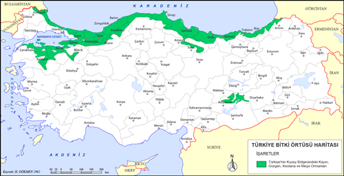 Trkiye Geni Yaprakl Orman Haritas