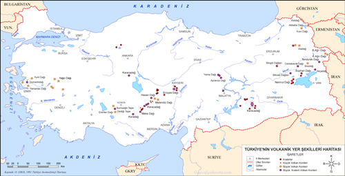 Türkiye Volkanik Yer Şekilleri Haritası