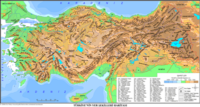 Türkiye Yer Şekilleri Haritası