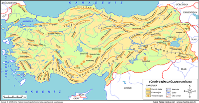 Türkiye Dağları Haritası