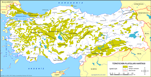 Türkiye Platoları Haritası
