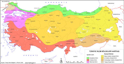 Türkiye İklim Bölgeleri Haritası