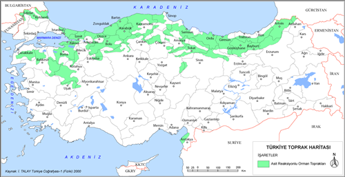 Türkiye Kahverengi Orman Toprakları Haritası
