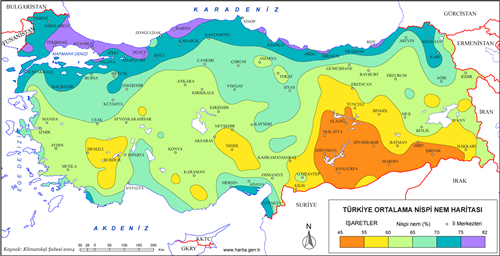 Türkiye Nispi Nem Haritası
