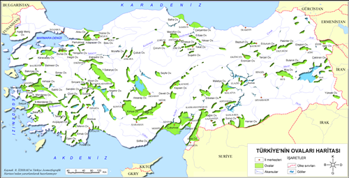 Türkiye Ovaları Haritası
