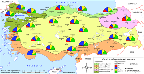 Türkiye Yağış Rejimleri Haritası