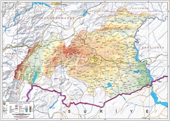 Gaziantep ve ileleri fiziki haritas