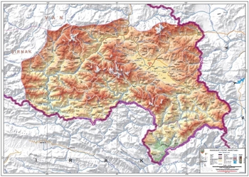 Hakkari ve ileleri fiziki haritas