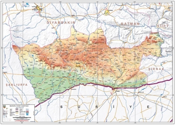 Mardin ve ileleri fiziki haritas