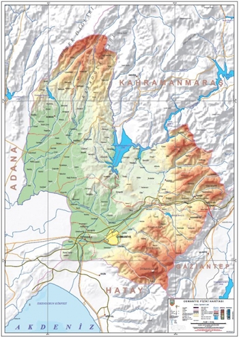 Osmaniye ve ileleri fiziki haritas