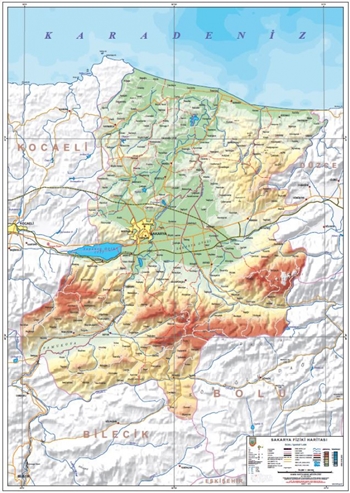 Sakarya ve ileleri fiziki haritas