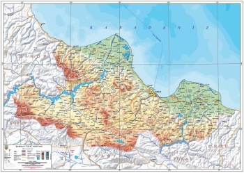 Samsun ve ileleri fiziki haritas