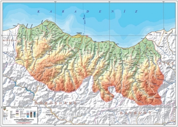 Trabzon ve ileleri fiziki haritas