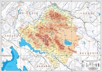 Kırşehir ve ilçeleri fiziki haritası