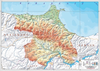 Sinop ve ileleri fiziki haritas