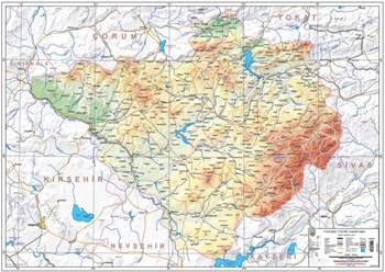 Yozgat ve ileleri fiziki haritas