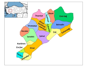 Afyon ve ileleri haritas