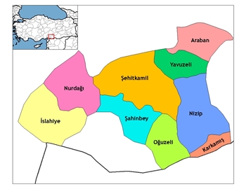 Gaziantep ve ileleri haritas