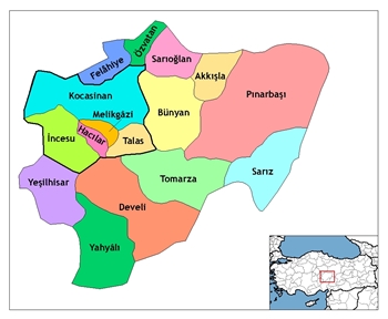 Kayseri ve ileleri haritas