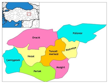 Tunceli ve ileleri haritas