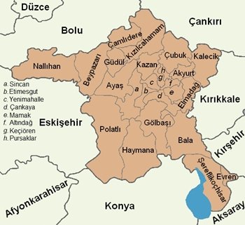 Ankara ve ilçeleri haritası