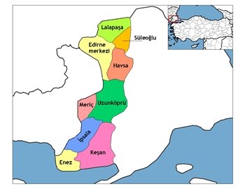 Edirne ve ileleri haritas