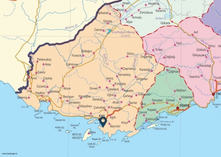 Fiziki Harita - Kaş Fiziki Harita - Kaş