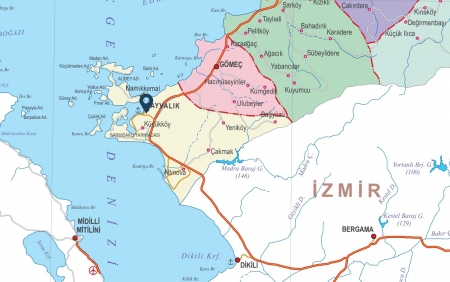 Fiziki Harita - Ayvalık Fiziki Harita - Ayvalık