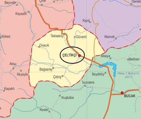 Fiziki Harita - Çeltikçi Fiziki Harita - Çeltikçi