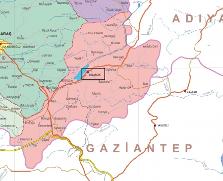 Fiziki Harita - Pazarcık Fiziki Harita - Pazarcık