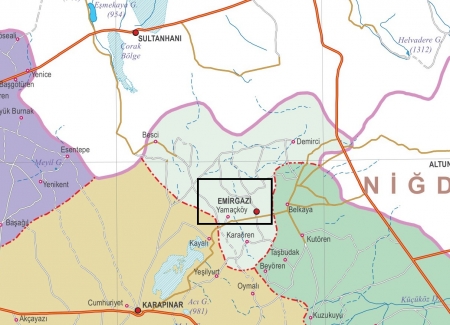 Fiziki Harita - Emirgazi Fiziki Harita - Emirgazi