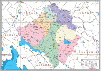 Kırşehir ve ilçeleri mülki idare haritası