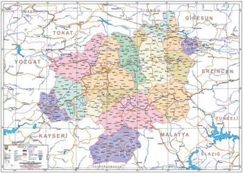 Sivas ve ileleri mlki idare haritas