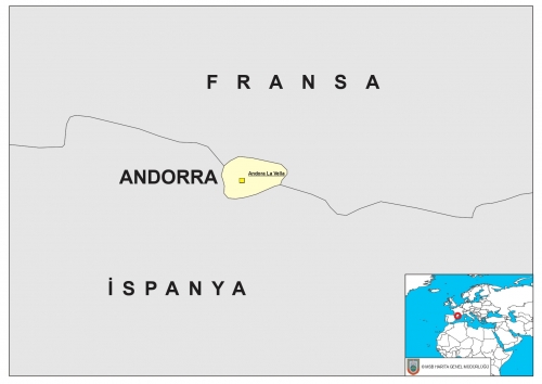 Andorra konumu ve snr komular haritas
