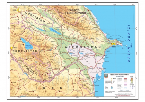 Azerbeycan fiziki haritas