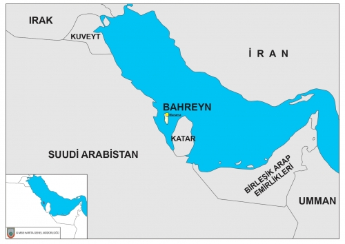 Bahreyn dnyadaki konumu ve snr komular haritas