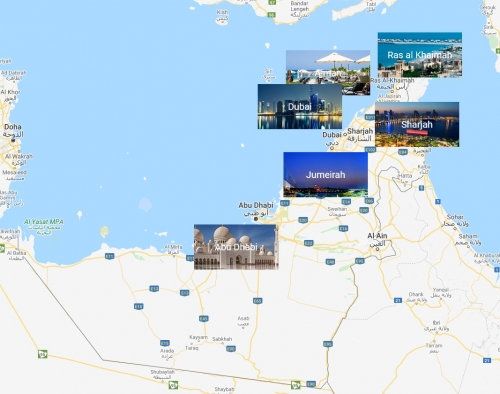 Birleik Arap Emirlikleri fotorafl ehirler haritas