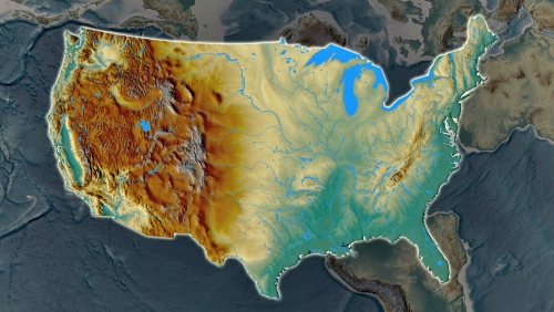 Amerika Birleik Devletleri toporafik fiziki haritas