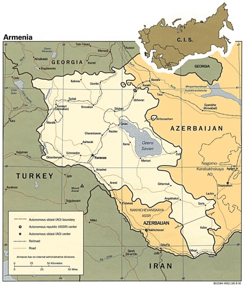 Ermenistan fiziki haritas