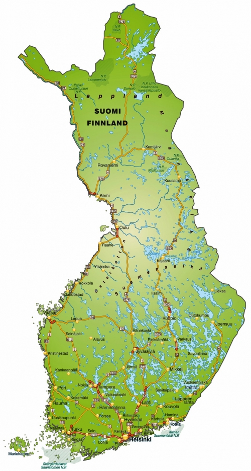 Finlandiya ayrntl haritas
