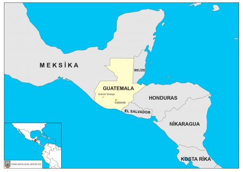 Guatemala dnyadaki konumu ve snr komular haritas