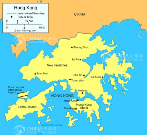 Hong Kong ehirler ve semtler haritas